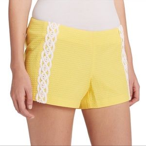 Lilly Pulitzer 8 Liza Sunglow Yellow Shorts Embroidered Back Zip